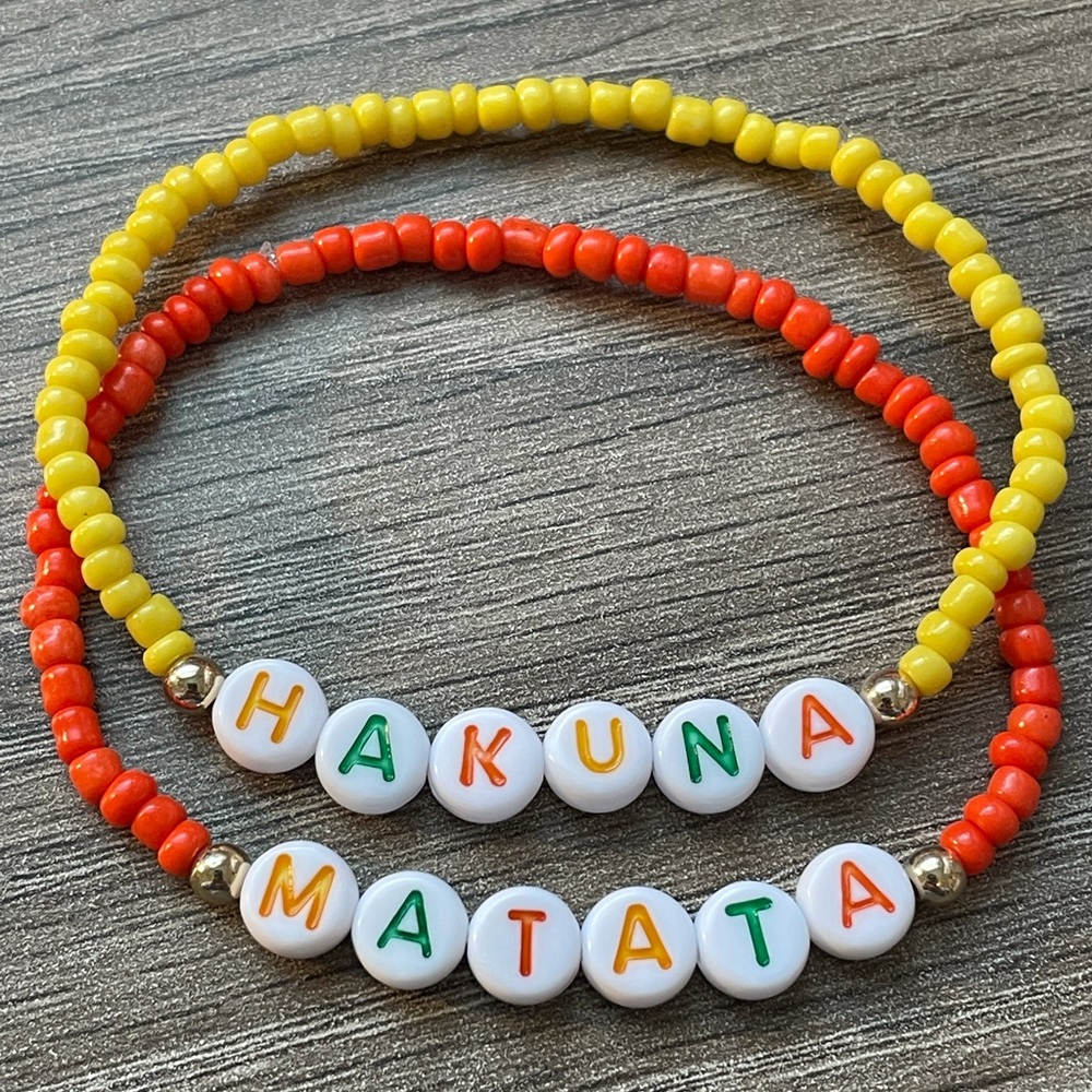 Hakuna Matata Disney Inspired Handmade Custom Word Phrase Bracelets